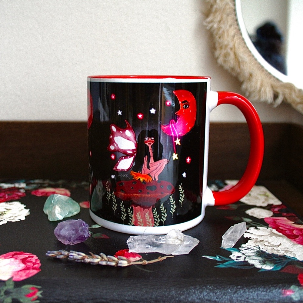 fairy mushroom mug mystic whimsical mug deity goddess gift birthday cute nature